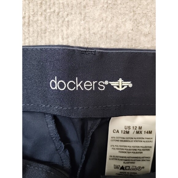 Dockers Sure Fit Khaki Pants Womens 12 Navy Blue Slimming Stretch Trouser NEW - Picture 7 of 10